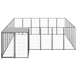 vidaXL Hundezwinger 4,4 m x 3,3 m x 1,1 m Stahl Schwarz