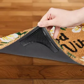 Relaxdays Teppich Antirutsch Pads, 24er Set, rutschfeste Teppicheckenhalter, für Fliesen, Laminat, Holzboden, schwarz