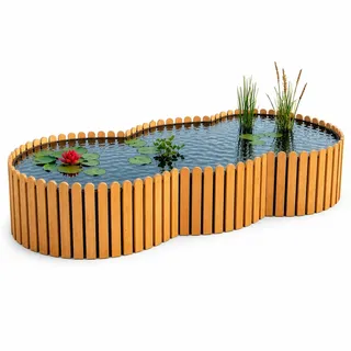 Beckmann Hochteich Lärche 220x100x44 cm 860 L – Holz Terrassenteich, Teichbecken & Fertigteich für den Garten – Winterfestes & langlebiges Komplettset inkl. Teichfolie