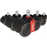 HJH Office 5x Hartbodenrollen ROLO 11mm/50mm Metall, Kunststoff