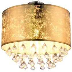 LED Deckenleuchte, Textil, Blattgold Design, 40 cm