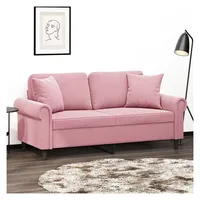 vidaXL 2-Sitzer-Sofa mit Zierkissen Rosa 140 cm Samt