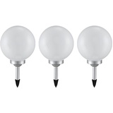 ETC Shop 3er Set LED Solarleuchte Kugel weiß, DM 20 cm H 62 cm
