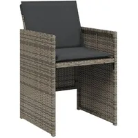VidaXL Gartenstühle mit Kissen 4 Stk. Grau Poly Rattan