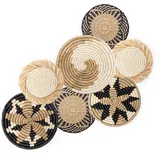 Gewebtes Wandkorb-Set zum Aufhängen, 7 einzigartige, handgefertigte Körbe aus Seegras für Boho-, Bauernhaus- und rustikale Wanddekoration, Tischdekoration und mehr, fertig zum Aufhängen mit Nägeln und