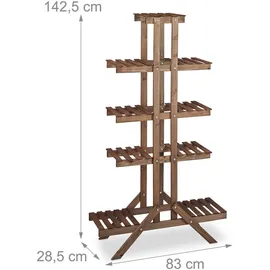 Relaxdays Blumentreppe 142,5 x 83 x 28,5 cm Dunkelbraun