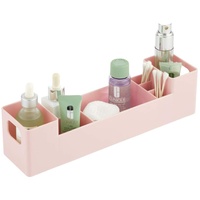mDesign Medikamentenbox mit Griffen fürs Badregal – stapelbare Badablage mit 7 Fächern für Pflaster oder ätherische Öle – Medizinschrank aus BPA-freiem Kunststoff – rosa