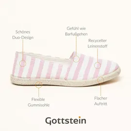 Gottstein Camping Linen Espadrilles Mit Kautschuksohle, Aus recyceltem Leinenstoff, Für Drinnen als auch für Draußen - Rosa - 40