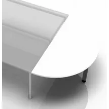 Hammerbacher Anbautisch höhenverstellbar Mirakel weiß, grau halbrund 160,0 x 80 x 65,5 - 82,5 cm