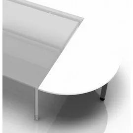 Hammerbacher Anbautisch höhenverstellbar Mirakel weiß, grau halbrund 160,0 x 80 x 65,5 - 82,5 cm