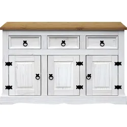 Kommode HOME AFFAIRE, weiß (weiß, honig), B:130cm H:80cm T:45cm, Massivholz, Sideboards, Kombikommode, im mexikanischen Landhaus-Stil