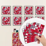 Fliesenaufkleber Rotes Mosaik Küchenrückwand,Wasserdicht Ölfest ​Klebefliesen Küche Fliesenaufkleber Bad,Fliesenfolie 3D Wandpaneele Selbstklebend 10 PC(20x20cm)