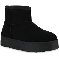 VAN HILL Damen Winter Boots Plateau Profilsohle Schuhe Schwarz,