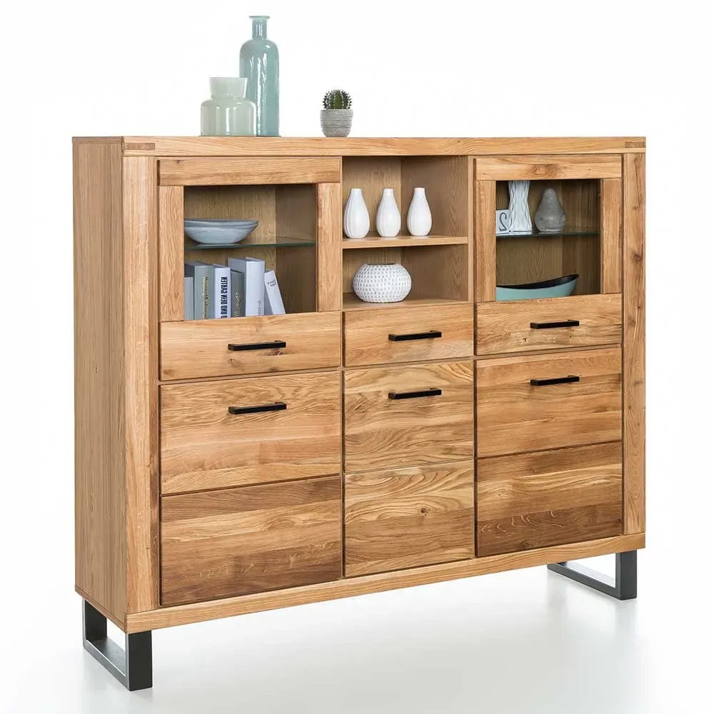 Esszimmerschrank aus Wildeiche teilmassiv 140 cm hoch