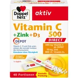 Doppelherz Vitamin C 500 + Zink + D3 DIRECT Micro-Pellets mit DEPOT-Effekt – Mit Vitamin C, Zink und Vitamin D als Beitrag für die normale Funktion des Immunsystems – 40 Portionen