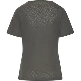 VIVANCE Kurzarmshirt "mit sommerlichem Ajour-Muster", Damen, Gr. 36/38, grün (graugrün), Feinstrick, Obermaterial: 60% Baumwolle, 40% Polyester, figurumspielend, Rundhals, Shirts, aus luftiger Baumwoll-Qualität, Topseller