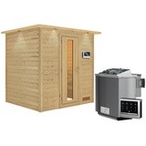 Woodfeeling Karibu Sauna Anja inkl. 9 kW Bio-Kombiofen inkl. Steuergerät inkl. 8-teiligem gratis Zubehörpaket (Gesamtwert 191,92€)