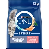 Futterkroketten für Katzen von Purina One, speziell für ausgewachsene Katzen, sterilisiert, Größe und Geschmack wählbar.