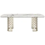 Vente-Unique Esstisch, Weiß, Gold, Glas, Keramik, 8-Sitzer, Rechteckig, 220x76x100 cm, Esszimmer, Tische, Esstische