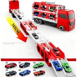 Fivejoy Rennbahn-Auto 2-in-1 Rennbahn-Transporter,Transport Truck,Spielzeugautos Set rot