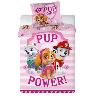 Nickelodeon Paw Patrol Mädchen-Bettwäsche · Kinderbettwäsche/Babybettwäsche ·2 Stück, Baumwolle · Rosa, Pink · PUP Power · Wendebettwäsche · Kissenbezug 40x60 Bettbezug 100x135 cm