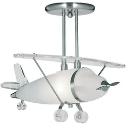 Flugzeug Kinderzimmer Deckenleuchte Glas silber