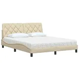 vidaXL Bett mit Matratze Creme 160x200 cm Stoff