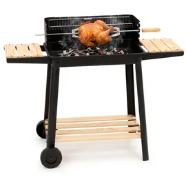 SPRINGOS Holzkohlegrill Grillwagen Schwarz/Braun