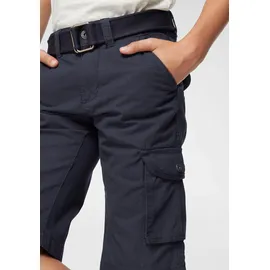 Kidsworld Shorts KIDSWORLD "2tgl. Bermudas mit Gürtel", Mädchen, Gr. 158, N-Gr, blau (marine), Web, Obermaterial: 100% Baumwolle, unifarben, Basic, bequem kniebedeckend, Hosen Shorts, mit Textilgürtel für Jungen, Topseller
