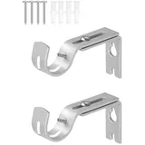 FUGLUS 2 Stück Gardinenstange Halterungen, Verstellbare Gardinenstangenhalterungen, Gardinenstangen Halterung, Metall Wandhalterung Vorhangstangen Halterungen für Gardinenstangen 25mm(Silber)
