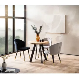 FineBuy Esstisch rund Ø 80 cm braun