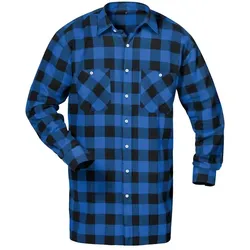 Flanellhemd lang 100% Baumwolle - 3XL - blau/schwarz
