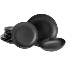 CreaTable Magic Black Coupe Tellerset aus Steinzeug, spülmaschinen- und mikrowellengeeignet, Made in Schwarz | Gr.: onesize