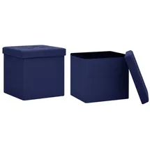 vidaXL Hocker mit Stauraum 2 Stk. Blau Leinenoptik
