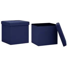 vidaXL Hocker mit Stauraum 2 Stk. Blau Leinenoptik