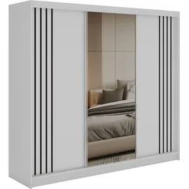 MKS Schiebetürenschrank DIANA 240 x 216 x 61 cm Weiß/Schwarz