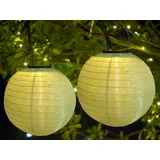 Lampions Solar Außen,Himmel 2 Stücke Solar LED Laterne Wasserdicht Nylon Hängende Gartenlaterne 25cm Solar Beleuchtung für Garten, Hof, Terrasse, Hochzeit, Halloween Fest Deko (Beige)