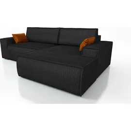 mebloland Ecksofa TOR mit Schlaffunktion. Farbe: Black. - Schwarz