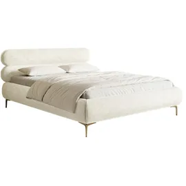 Selsey Polsterbett Mit Bettkasten, Cremeweiß mit goldenen Metallfüßen, 140 cm