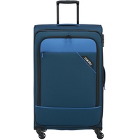 Travelite paklite 4-Rad Weichgepäck Koffer Größe L mit Dehnfalte + TSA Schloss, Gepäck Serie DERBY: Stilvoller Trolley in Two-Tone-Optik, 77 cm, 102 Liter (erweiterbar auf 115 Liter), Blau