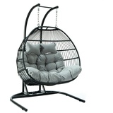 Endorphin Endorphin® Hängesessel mit Gestell und Polster | Sessel für Garten, Balkon, Terrasse, Wintergarten | Egg Chair Schwingsessel Outdoor | XXL