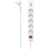 Hama Steckdosenleiste 5-fach USB-C/A 18W, PD/FC Schalter Flachst. 1,4 m W