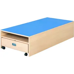 Rechteck-Podest mit Auszugsbett, Linoleum-Deckplatte