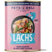 Pets Deli Nassfutter Lachs für Hunde - 375g / 6er Pack ✓ getreidefrei & zuckerfrei ✓ Adult von Pets Deli