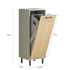 SoBuy Wäscheschrank mit Wäschesack Grau