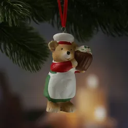 Weihnachtsbaumschmuck Bärchen mit Törtchen Bäckerei Polyresin H: 8cm