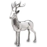 Große Stehende Silber Deko Hirsch Figur & Geweih - Weihnachten Wildfigur 40 cm
