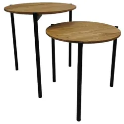 Couchtisch ANDAS "Kotka", beige (natur), B:40cm H:48cm T:40cm, Tische, Tischplatte aus massiver Eiche, Beingestell aus Metall