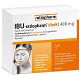 IBU-ratiopharm direkt 400 mg Pulver: Das Schmerzmittel für unterwegs zur Einnahme ohne Wasser. Wirkstoff Ibuprofen, 20 Stück