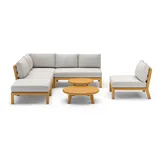 BEST Freizeitmöbel BEST Lounge Set MATERA, Akazie / Kissen Sunproof (100 % Polypropylen) Hellgrau